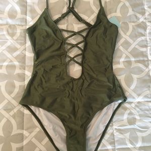 Olive green one piece bikini